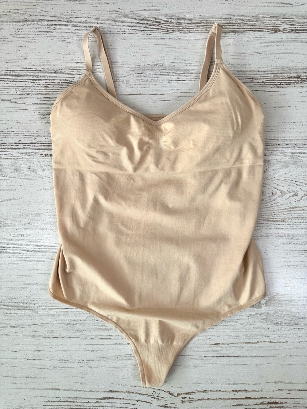 VICTORIA’S SECRET PINK Seamless Shape Thong Bodysuit XL Tan Shapewear